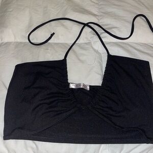 Blue Blush Black Halter Top